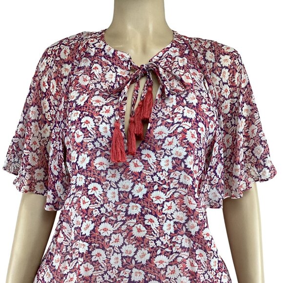 Rebecca Minkoff Dress Size Small Pebble Poppy Floral Boho Smocked‎ Waist - Picture 6 of 8